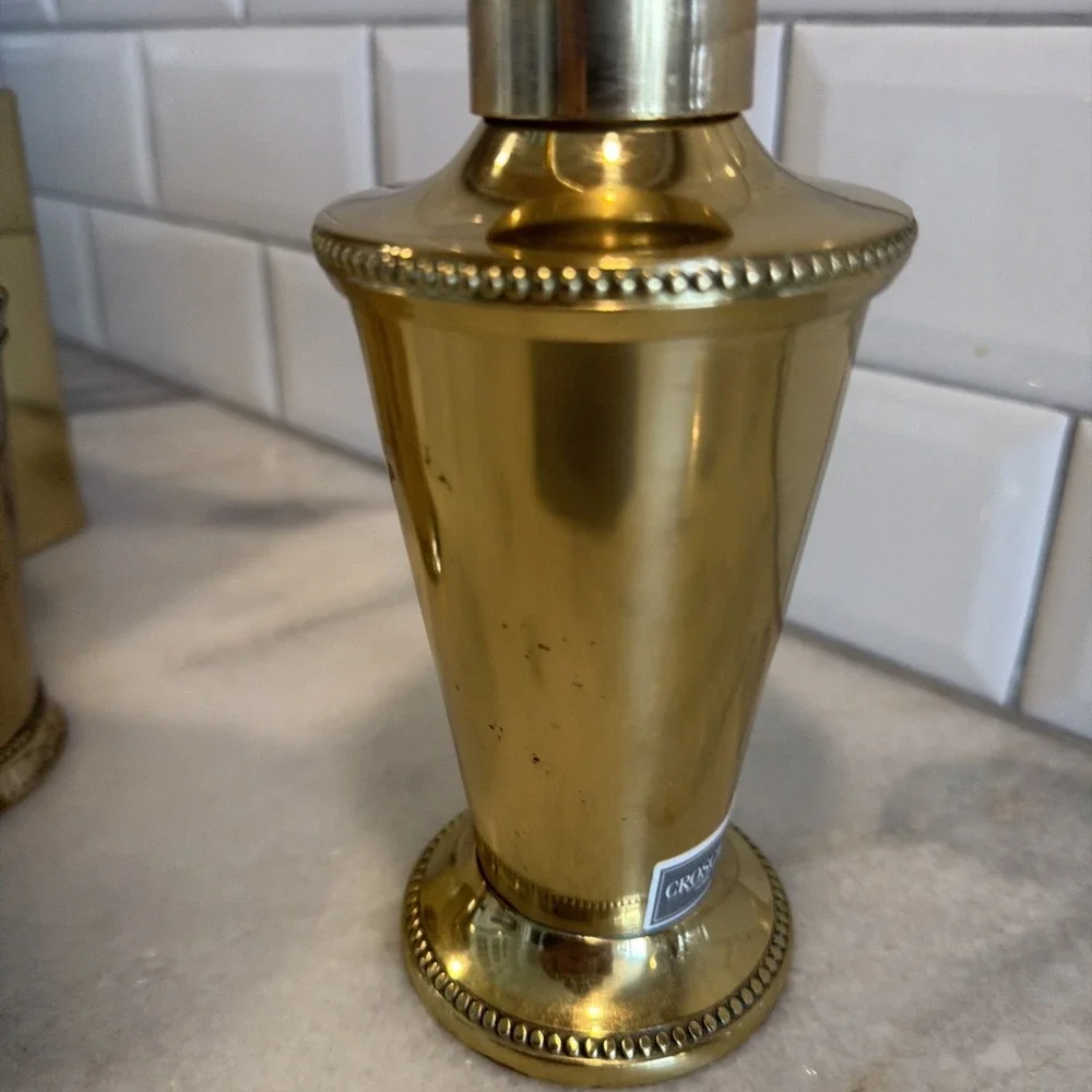 Vintage Croscill Brass Bathroom Set Tissue Cover, Soap Dispenser, Cup ES0002